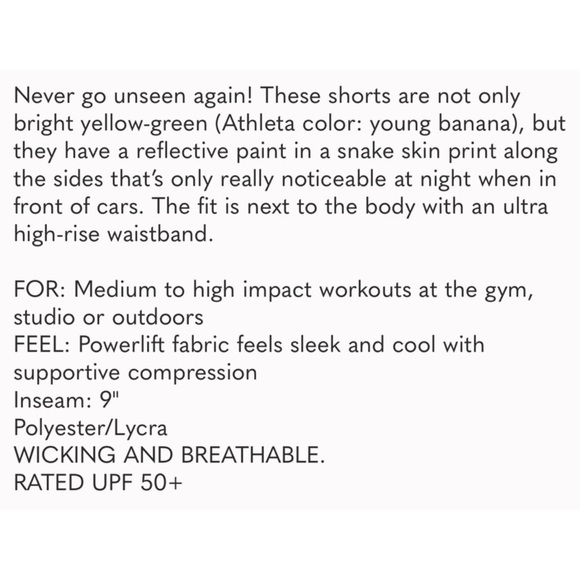 ATHLETA Stay Fly Neon Reflective 9” Biker Shorts Gym Yoga Cycle Green Yellow S - Picture 10 of 10